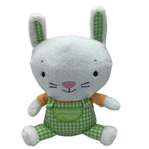 Somebunnys 1st Easter Plush Bunny Hallmark White Green Checkered Outfit 9”
